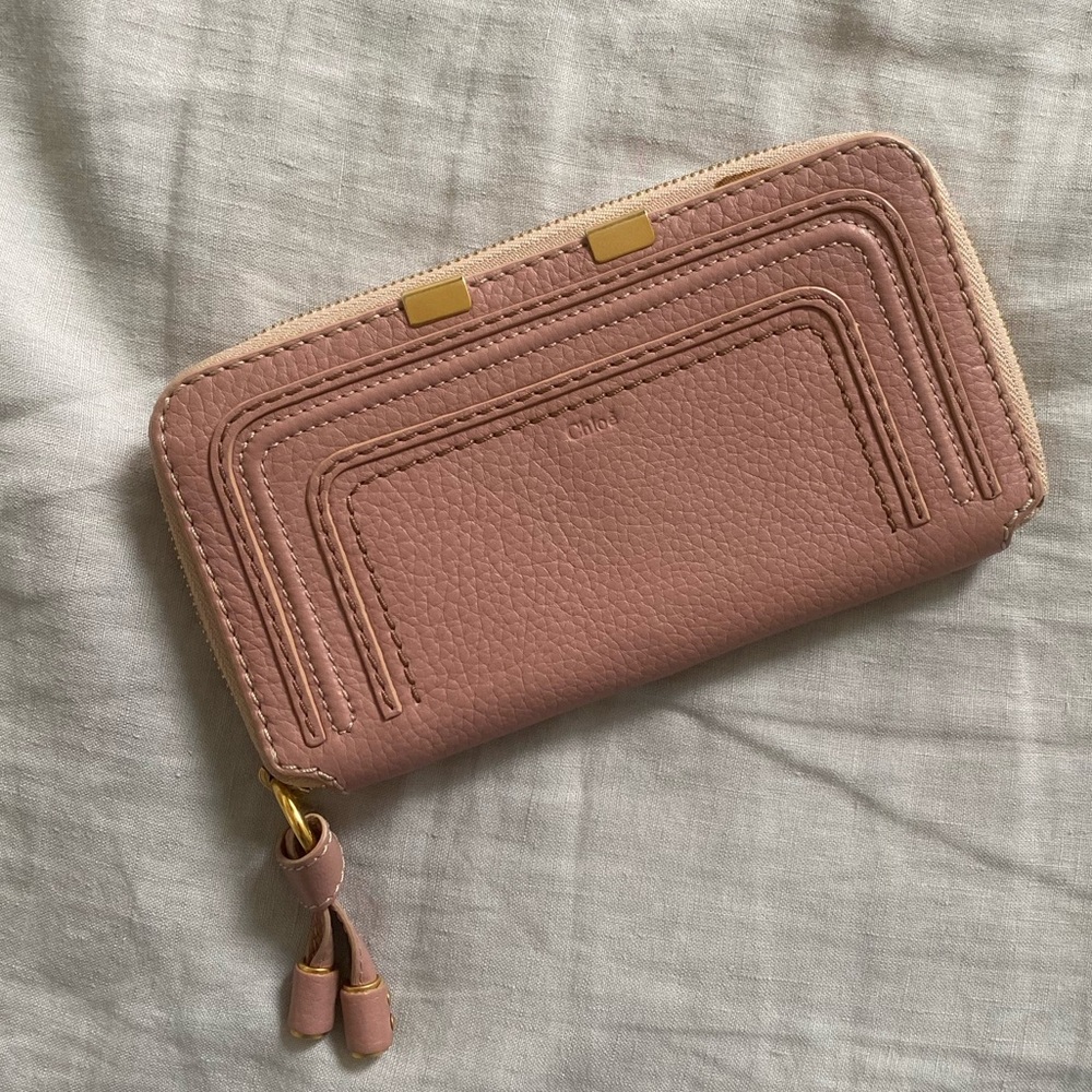 Chloe continental wallet, long zip - dusty pink